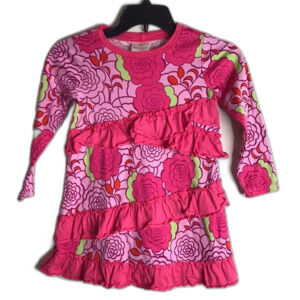 Hanna andersson pink rose with ruffles little girls dress